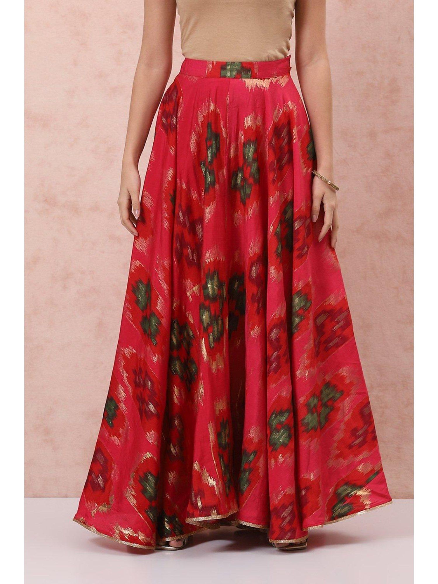 rangriti Pink Viscose Printed Ethnic Skirt-picture-16