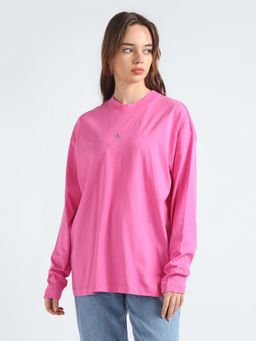 Calvin Klein - Women Pink Relaxed-Fit Cotton T-Shirt