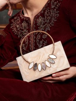 Anekaant - Marble Muse Pearl Cream Resin Marble Textured Clutch