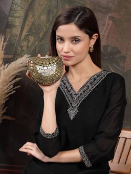 Anekaant - Metal Mirage Black Metallic Gold Mosaic Mother-Of-Pearl Sling Bag