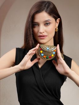 Anekaant - Metal Mirage Metallic Gold and Multi Mosaic Clutch