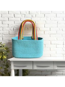 JASMEY HOMES - Hamper Basket Style Handbag - Aqua