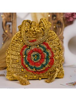 ITIHASIKALA - Rustic Bloom Handcrafted Crochet Potli Pouch Bag