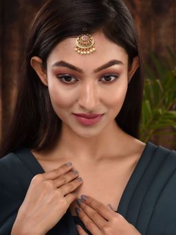 Saraf RS Jewellery - Gold Plated Multi Ad Studded Maang Tikka