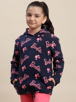 Kidsville - Barbie Printed Navy Hoodies for Girls