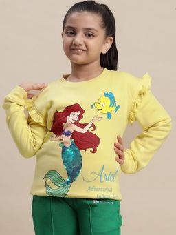 Kidsville - Disney Princess Printed Yellow Sweatshirt for Girls
