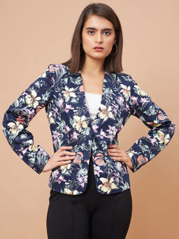 Gipsy - Women Full Sleeves Cotton Fabric Navy Blue Coat