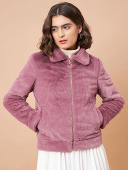Gipsy - Women Collar Neck Full Sleeves Polyester Fabric Pink Jacket