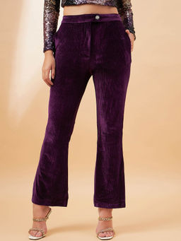 Madame - Women Purple Solid Trouser