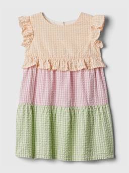 GAP - Girls Tiered Gingham Ruffle Round Neck Dress