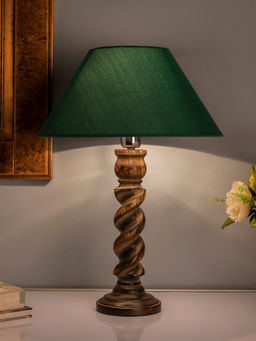 Homesake - Black Twister Table Lamp Green Shade