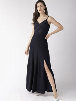Twenty Dresses by Nykaa Fashion - Navy Blue Stepping In Glamour Slit Gown