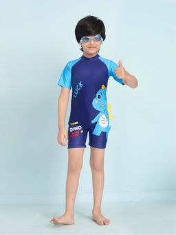 Aarika - Boys Navy Blue Cartoon Print Swim Suit