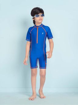 Aarika - Boys Blue Solid Nylon Swim Suit