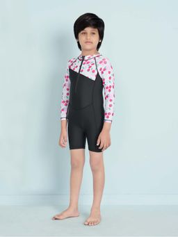 Aarika - Boys Black Strawberry Print Nylon Swim Suit