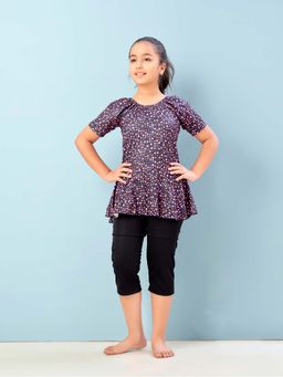 Aarika - Girls Multi-Color Star Print Nylon Swim Suit