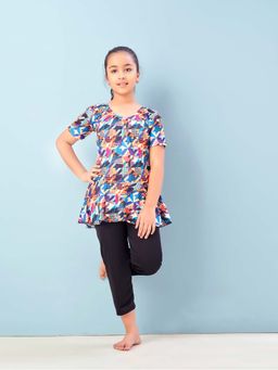 Aarika - Girls Multi-Color Abstract Print Nylon Swim Suit