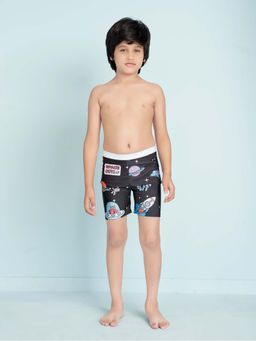 Aarika - Boys Black Printed Swim Shorts