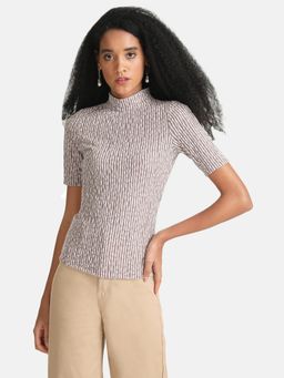 Kazo - Women Brown High Neck Top