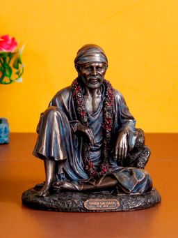 eCraftIndia - Sitting Sai Baba Cold Cast Bronze Resin Decorative Figurine