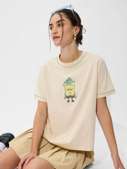 The Souled Store - Off White Printed T-Shirt