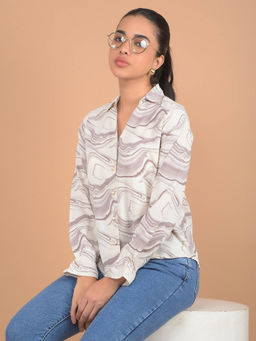 CRIMSOUNE CLUB - Purple Abstract Slim Fit Shirt