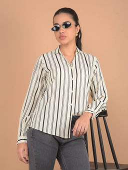 CRIMSOUNE CLUB - White Stripes Slim Fit Shirt