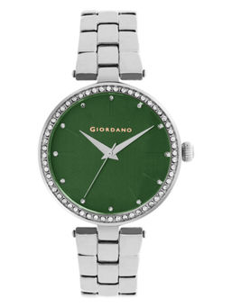 Giordano - Women Analog Watch with Diamond Studded Case & Metal Strap - Green (A2079-55) (M)