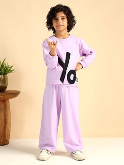 Bugandbees - Cotton Knit Lavender Patch Work Boy Co-Ord Set