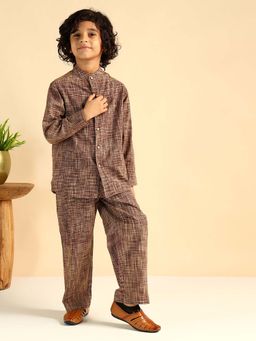 Bugandbees - Brown Cotton Khadi Boy Co-Ord Set