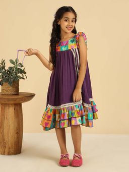 Bugandbees - Multi-Color Heart Printed Tiered Girl Dress