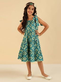 Bugandbees - Cotton Floral Printed Tiered Girl Dress