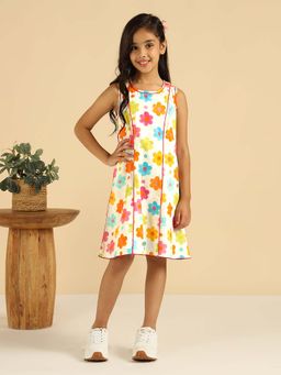 Bugandbees - Multi Colour Floral Panel Girl Dress