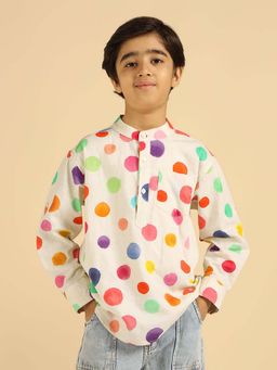 Bugandbees - Cotton Multi-Color Polka Printed Boy Kurta