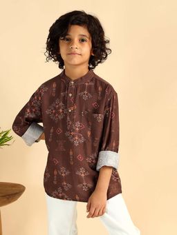 Bugandbees - Woven Short Kurta For Boys