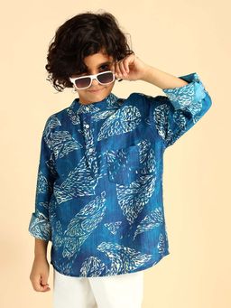 Bugandbees - Printed Short Kurta For Boys