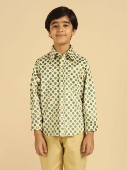 Bugandbees - Green Polka Dots Printed Boy Shirt