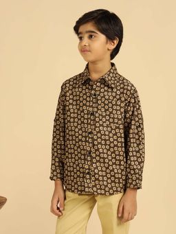 Bugandbees - Brown Floral Boy Shirt