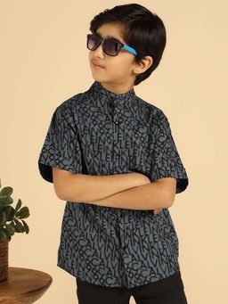 Bugandbees - Cotton Grey Alphabetic Printed \Boy Shirt