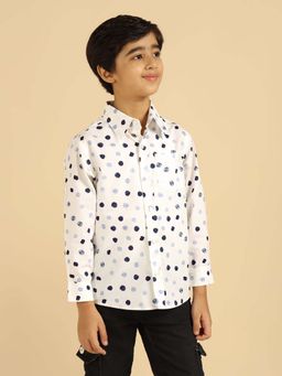 Bugandbees - Cotton White Printed Boy Shirt