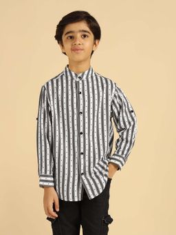 Bugandbees - Black Striped Heart Printed Boy Shirt