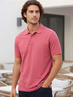 Bewakoof - Men's Dusty Pink Polo T-Shirt