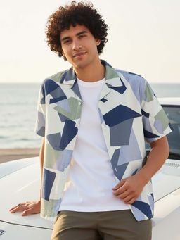 Bewakoof - Men's Blue All Over Printed Oversized Shirt
