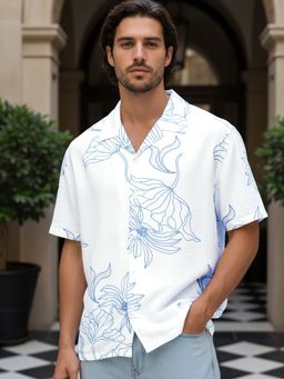 Bewakoof - Men's White All Over Printed Oversized Shirt
