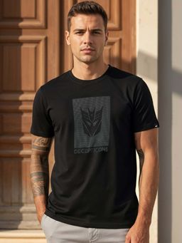Bewakoof - Transformers Decepticons Men's Jet Black Graphic Printed T-Shirt