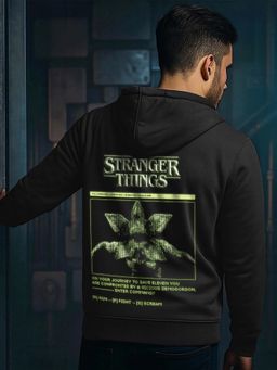 Bewakoof - Mens Fleece Hooded Graphic Black Hoodie