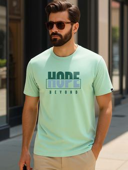 Bewakoof - Men's Bird Egg Green Hope Survival One Typography T-Shirt