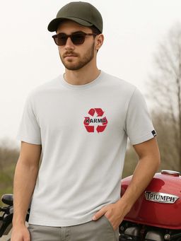 Bewakoof - Men's Oyster Mushroom Grey Karma Recycle Graphic Printed T-Shirt