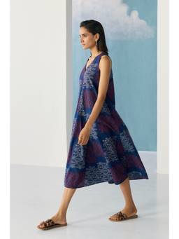 Ancestry - Blue Ajrakh Flare Dress