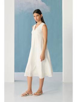 Ancestry - White Chikankari Midi Dress